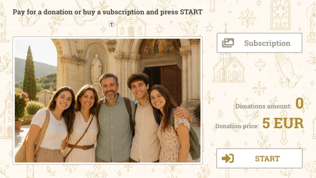The start screen the customer sees at the device